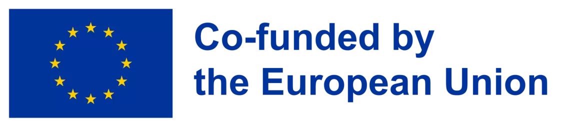 flaga unijna i obok napis Co-founded by the European Union