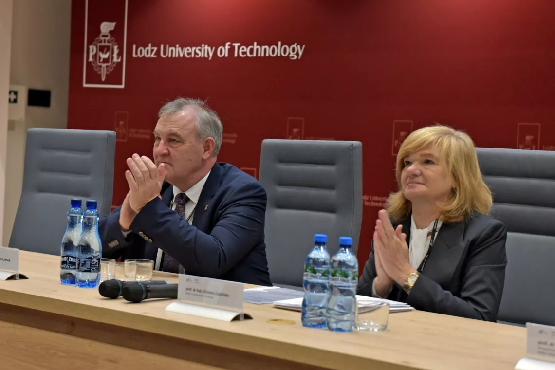 Gospodarze Zgromadzenia Plenarnego w Łodzi: rektor PŁ prof. Krzysztof Jóźwik i rektor UŁ prof. Elżbieta Żądzińska