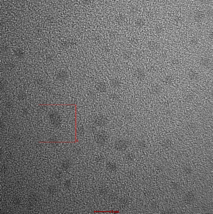 zdjęcie grafenowych kropek kwantowych z mikroskopii transmisyjnej TEM
