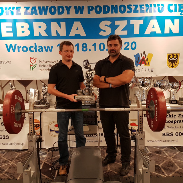 Daniel Utratny i trener Marcin Laśkiewicz na zawodach